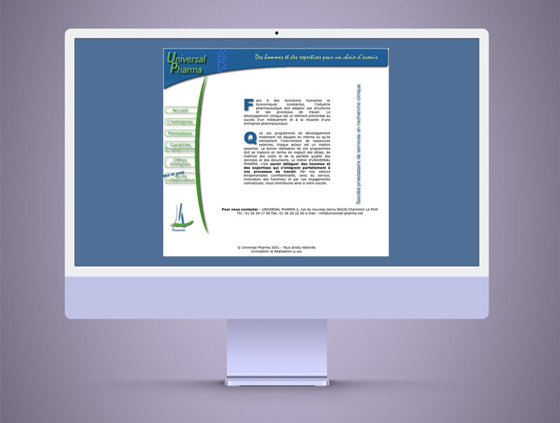 Site Internet d'un prestataire en recherche clinique